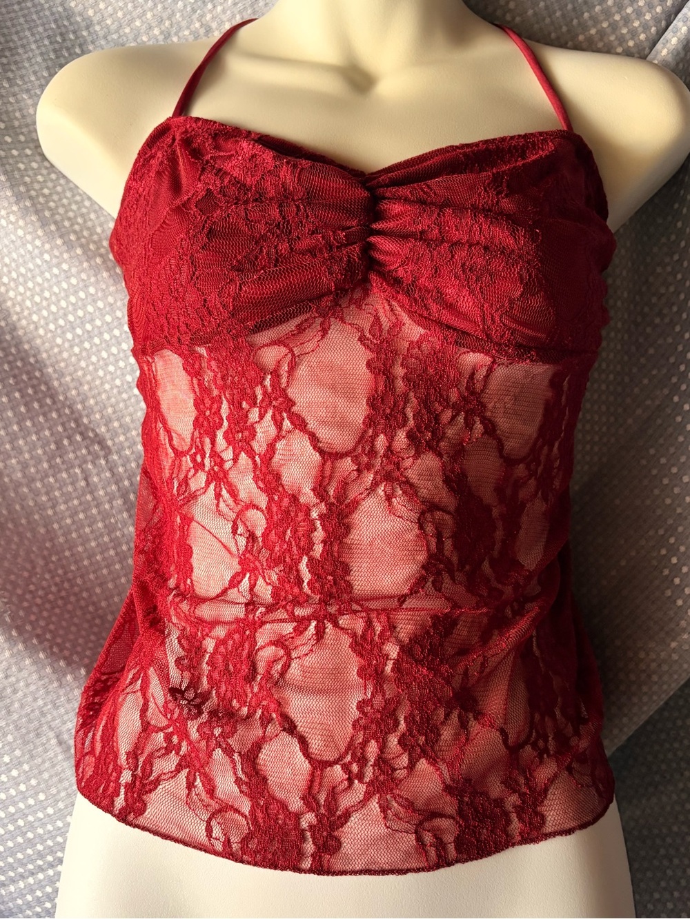 Red Lace Sheer Halter Camisole